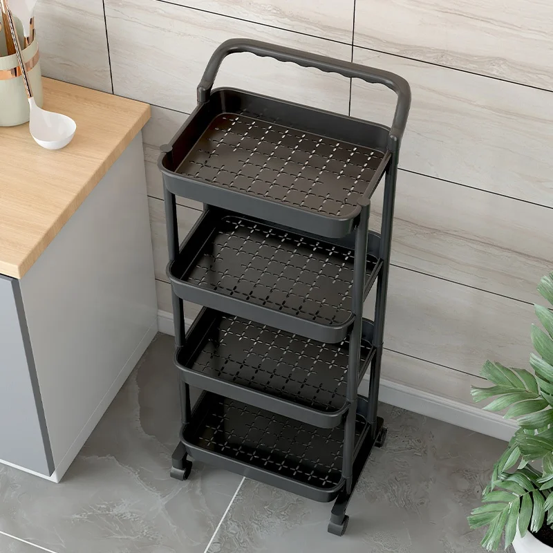 4-Swivel Wheel Metal Storage Utility Cart Lightweight 3-Tier Trolley for Kitchen & Bathroom Garden & Grocery Use