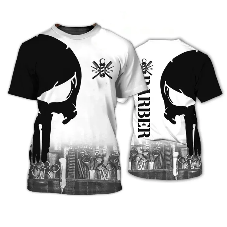 Hot selling new summer casual men T-shirt 3D digital printing barber print T-shirt
