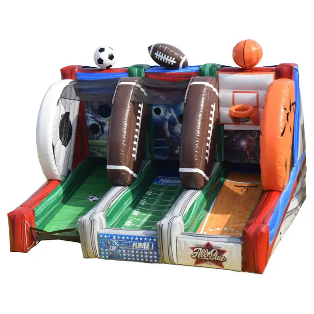 inflatable Baseball, basketball, and football 3-in-1 carnival games 3 in 1 Sports Zone Party rental equipment