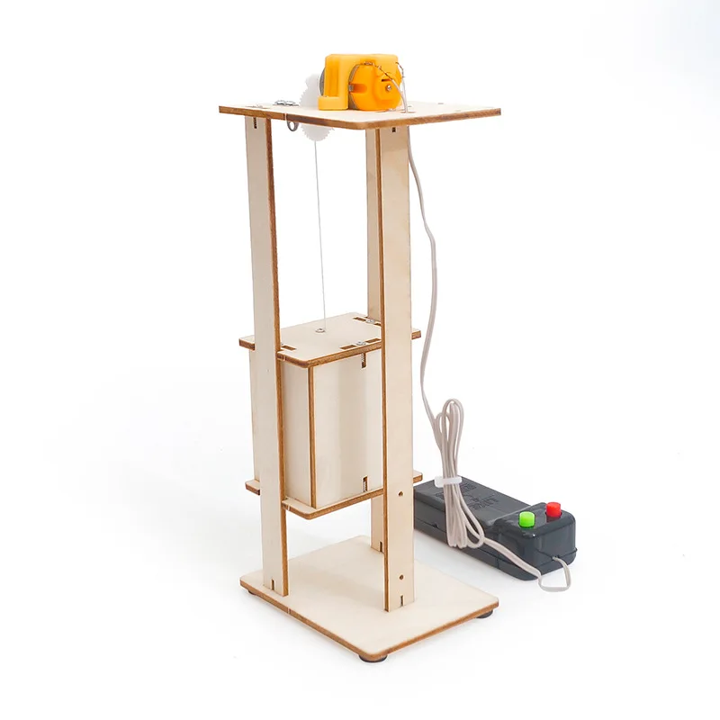 MI DIY Physics Learning Science Experiment Kit Handmade Children Educational School STEM Toy 3D Wooden Elevator Lift For Kids