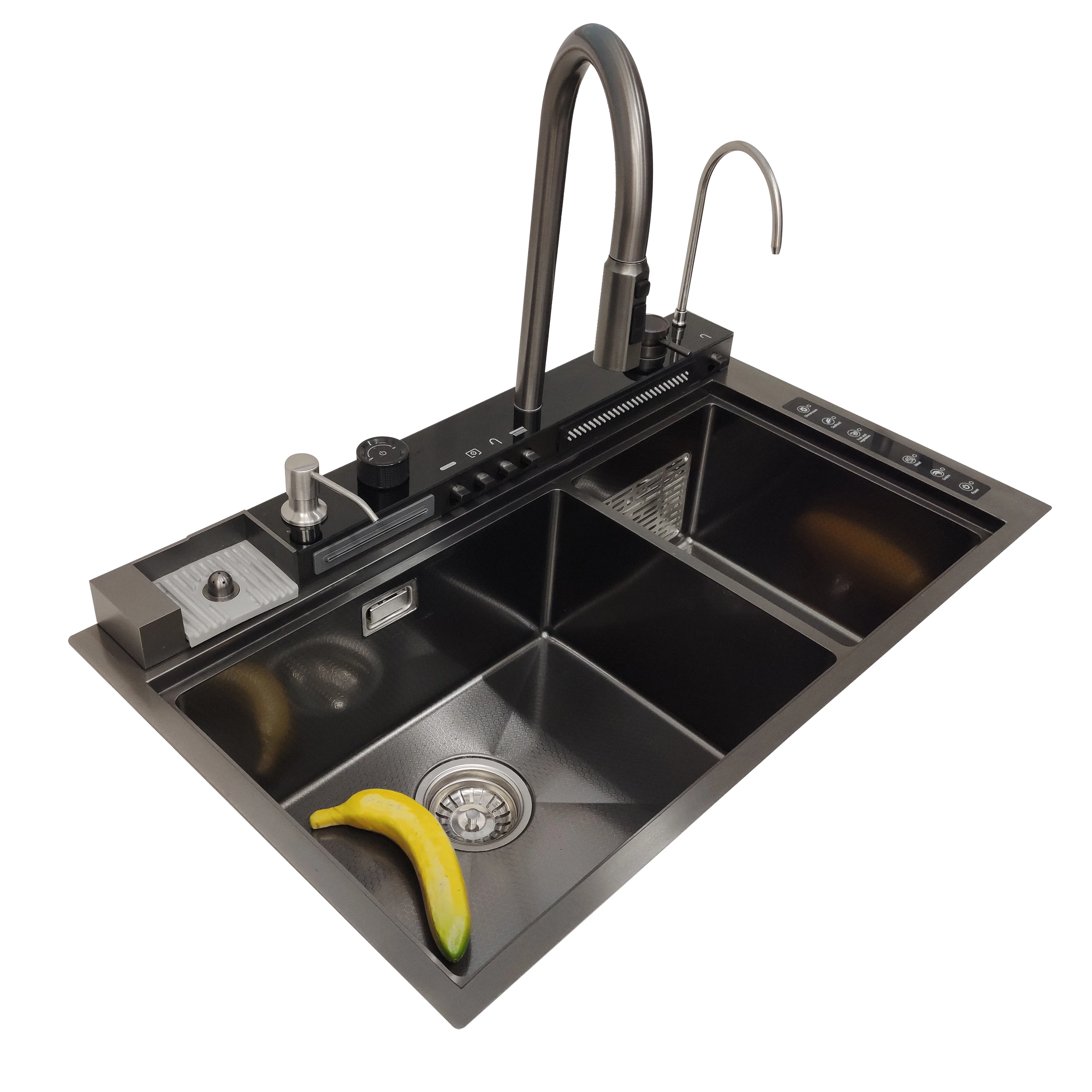 Latest Products 2024 Kitchen Sink Stainless Steel Modern Ultrasonic Water Catalyst Smart Double Bowl
