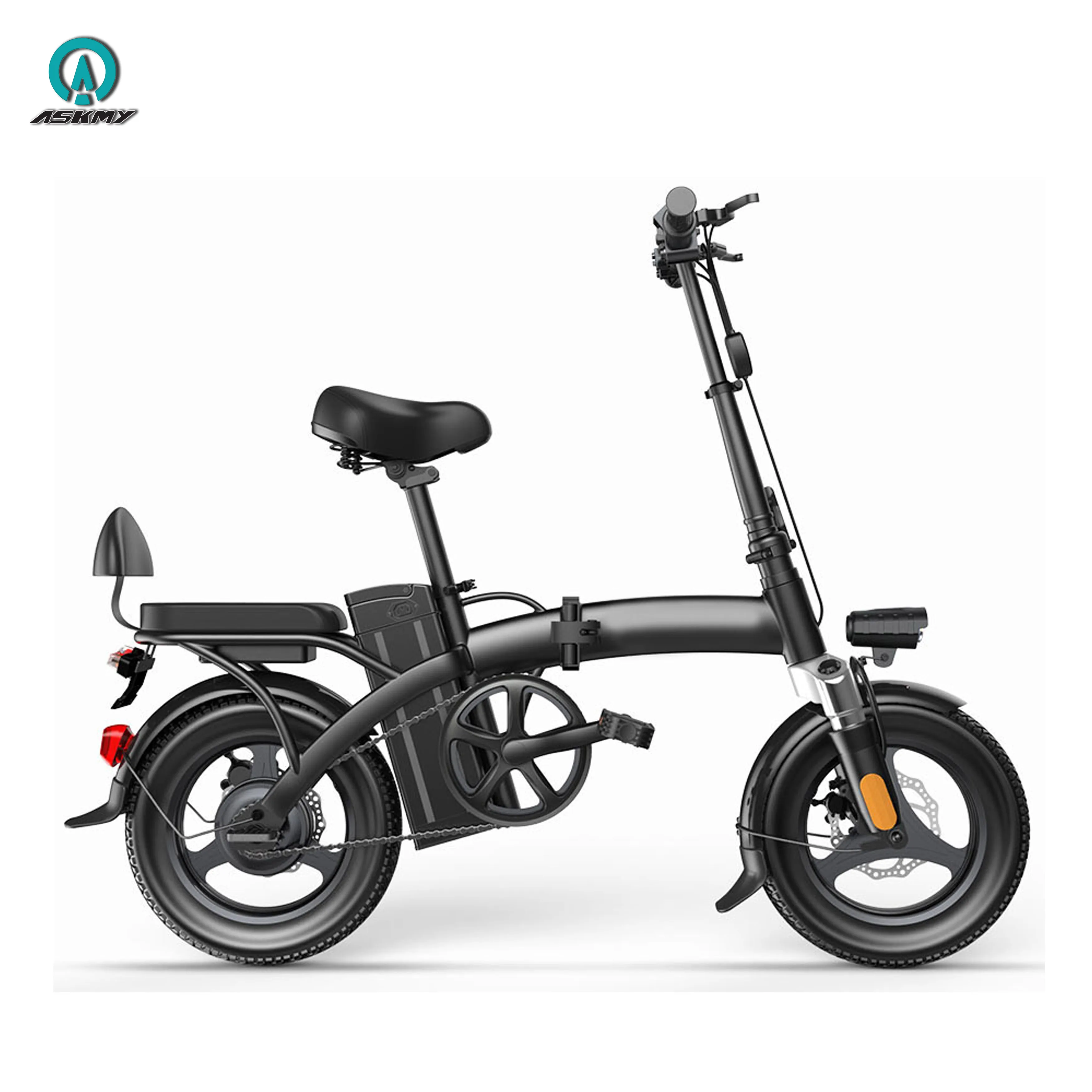 
ASKMY Bicycle Sale Accessories High Quality 2 Wheel Easy Folding Electric Bike Steel Frame 14 Inch Tire Adult Electric Bike 