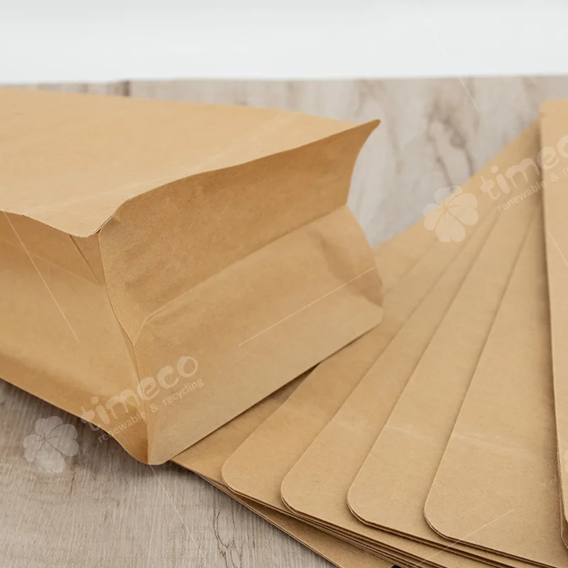 Biodegradable Coffee Bean Bags With Valve Zipper Custom Paper Coffee Packaging Bags Flat Bottom Eight-Sided Sealing Bag Pouch