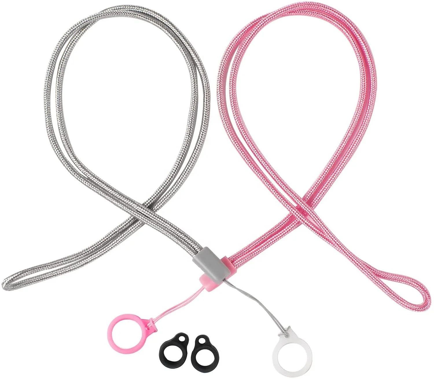 Wholesale Woven round polyester vape pod Lanyard with silicone ring for e-cigarette accessories