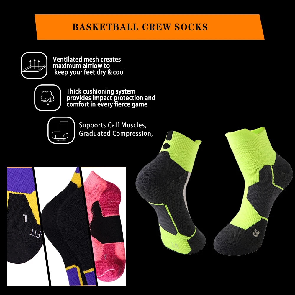 Vivid Color Thick Women Men Outdoor Sport Unisex Crew Basketball Socks Custom Compression Elite Athletic Performance Socks