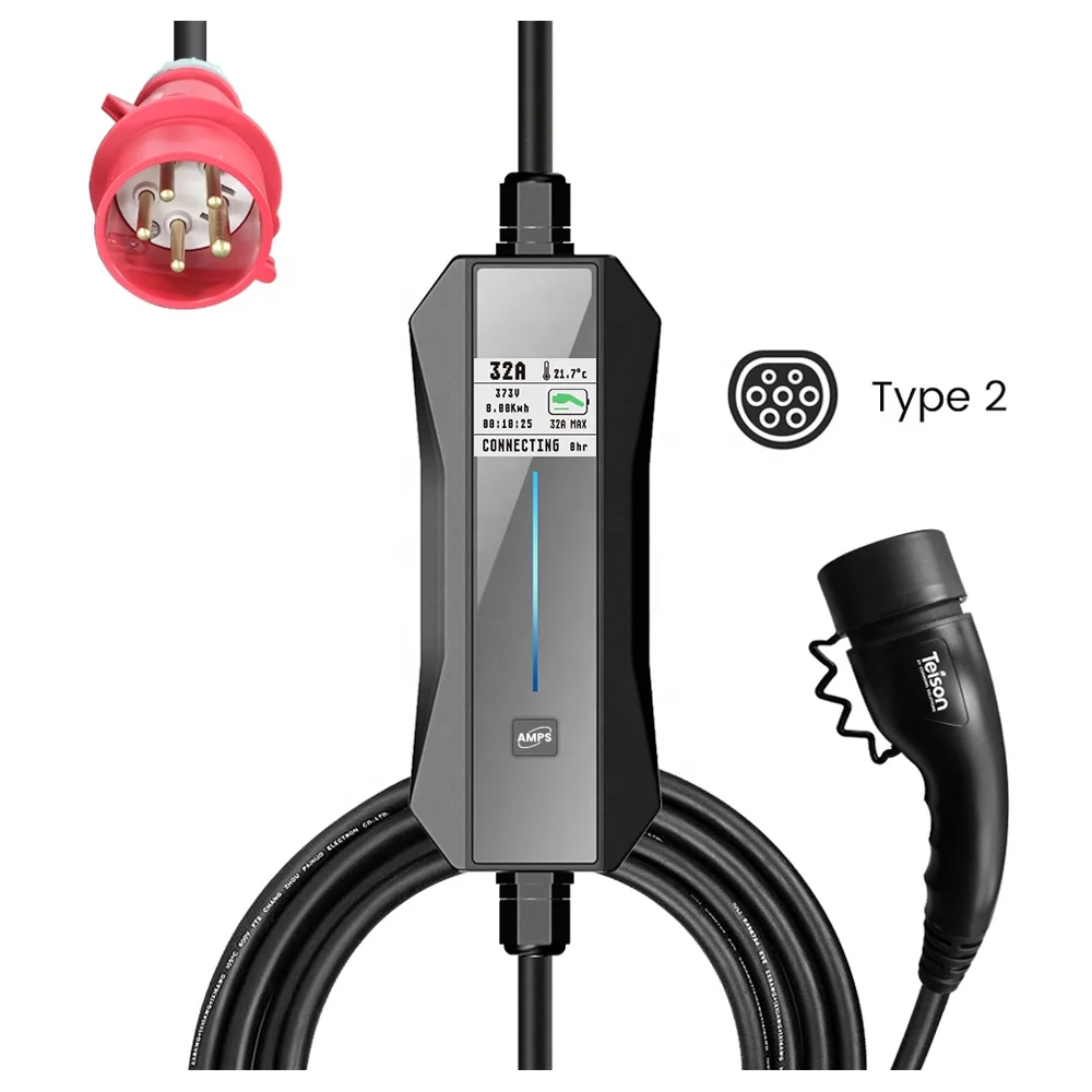 Teison AC 32A 3 phase portable ev home electric car charger wallbox ip65