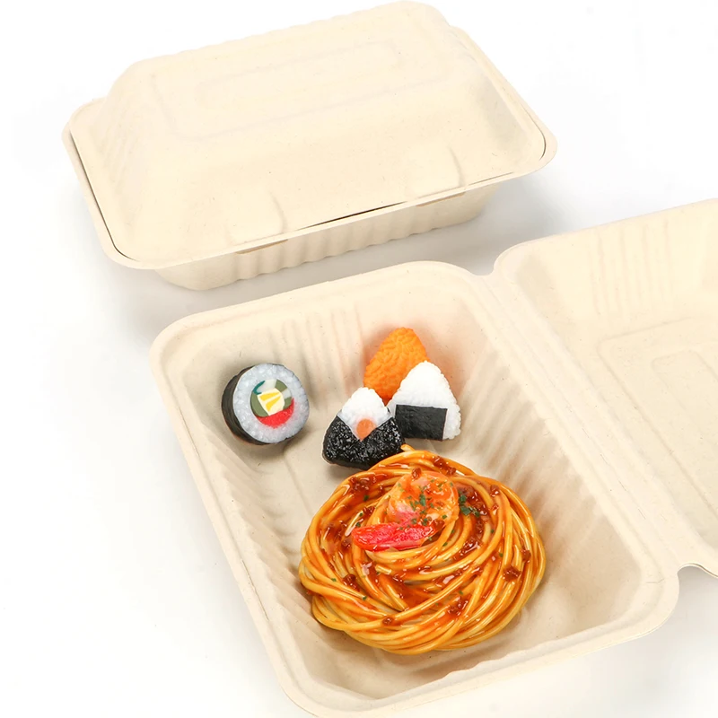 Compostable Clamshell To Go Boxes For Food Disposable Take Out Containers Sugarcane Bagasse Containers For Food