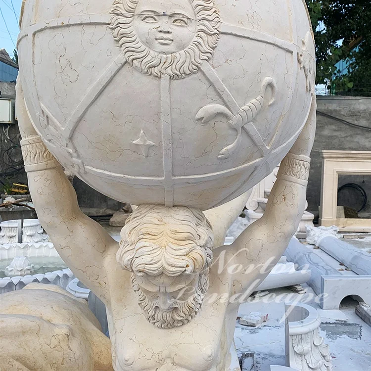 Уличное украшение для сада натуральная резьба по камню мрамор греческие боги атлас скульптура земли статуи