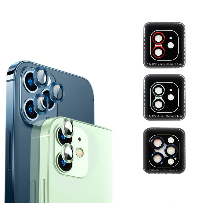 Top 3D Full Cover Aluminum Frame High Transparency Phone Glass Camera Screen Protector For Iphone 11 12 Pro Max Camera Lens
