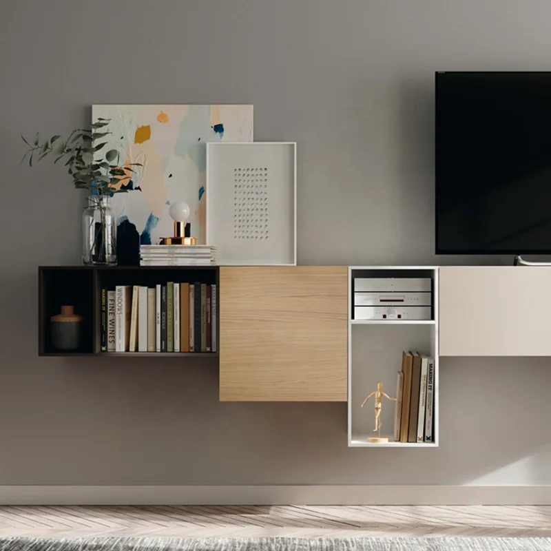 NOVA 20WHQ011 Tv Wall Mount Cabinet Italian Wall Unit Modern Living Room Furniture Wooden Entertainment Cabinet Stand