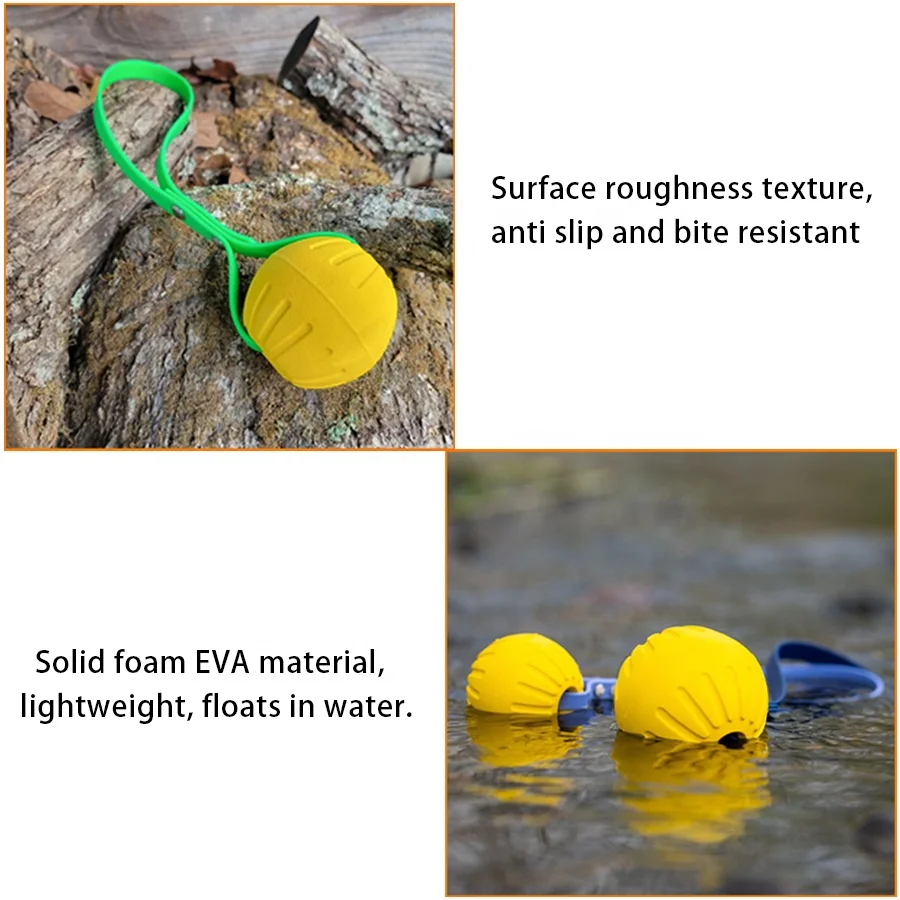 Training Pet Chew Toy Bite Pull Interactive EVA Floating Foam Waterproof Easy Clean Dog Toys Ball Tug Toy with PVC Handle