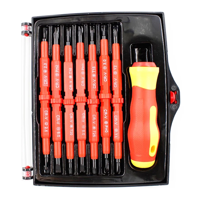
500V Electrical engineering insulated Screwdriver with Phillips Slotted Torx U Tri Y bits interchangeable Bolt Screw hand tools 