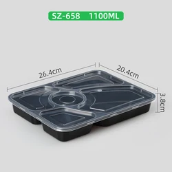 new design 5 compartment disposable plastic food container with lid