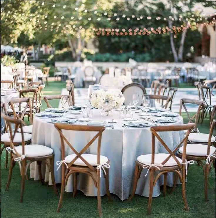 Classical Farm Style Catering Adult Durable Wooden Look Resin Cross Back Wedding Chair for Banquet Events