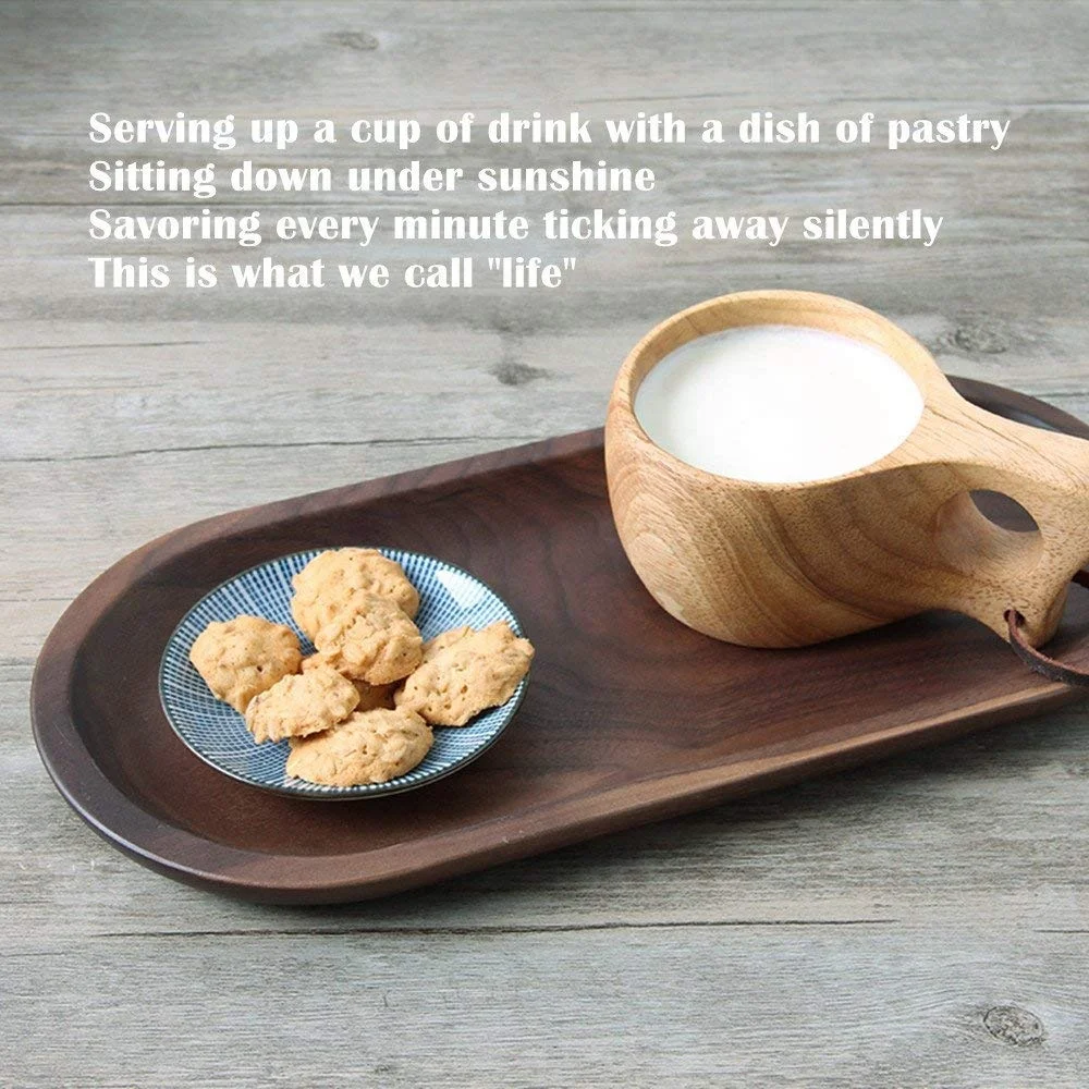 Walnut Wood Serving Oval Tray For Table Decoration