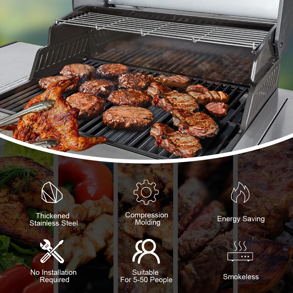 China BBQ Grills Camping Small Gas Grill Portable Smokeless 2+1 Burner Propane Gas Grill