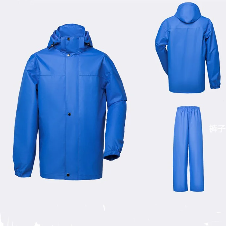 Custom adult rain suit thickened split raincoat rain pants with safety reflection and zipper cuffs with beef sash