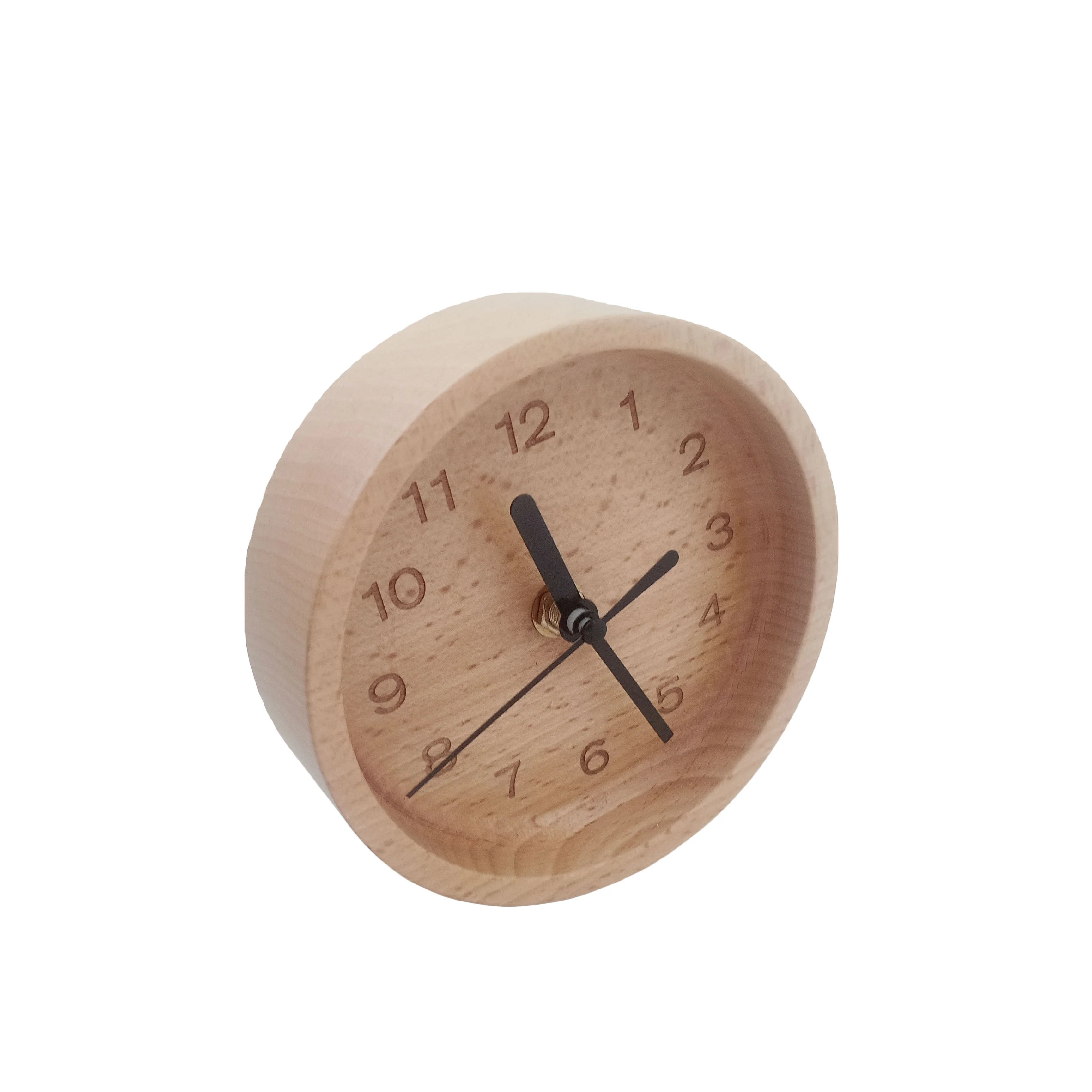 High Quality Natural Wood Clock Educational Toys Wooden Table Clock