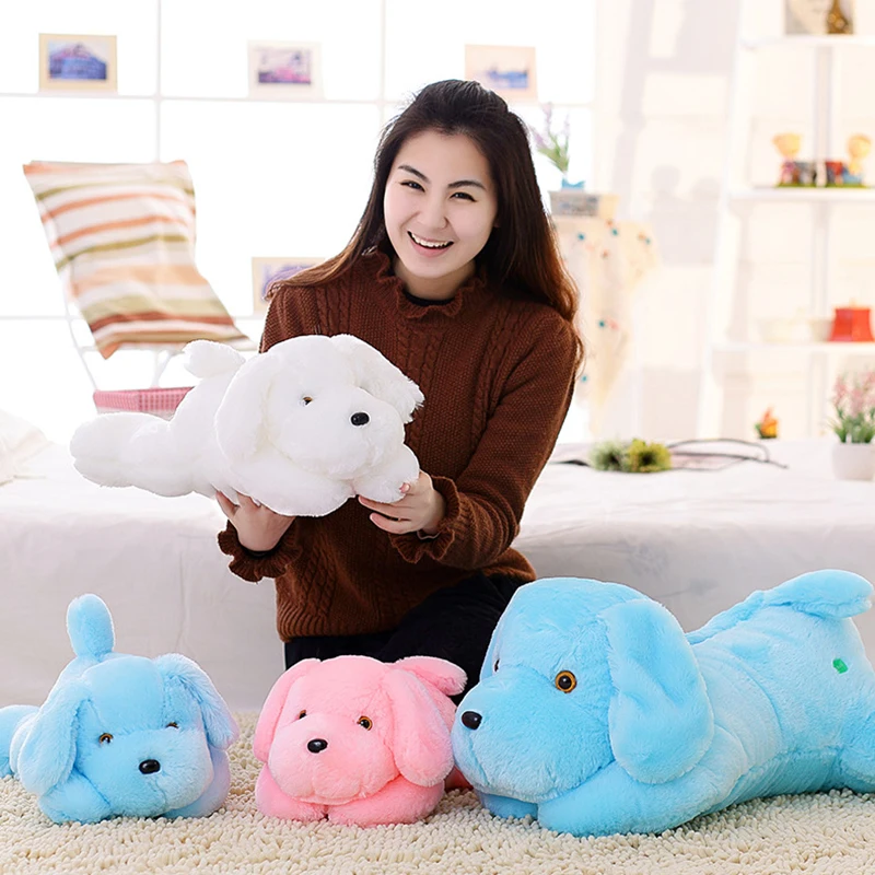 Wholesale cute glowing dog stuffed animal plush toys soft LED light up dogs for kids