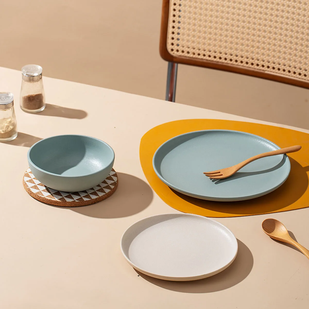 handmade home and kitchen matte color eco-friendly plate set restaurant ceramic tableware clay plates