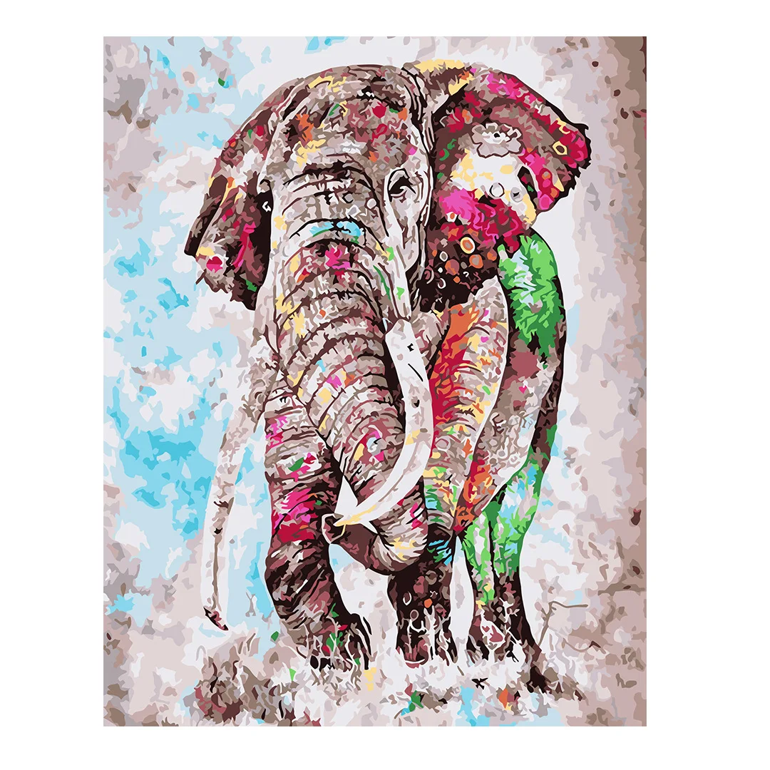 Sunloop Factory Crafts Elephant Pattern Painting By Numbers Acrylic Painting Set