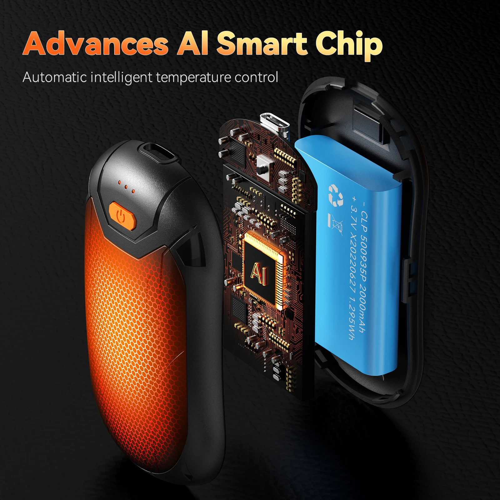 Factory Wholesale OEM 2000mAh Capacity Mini Split Magnetic 3 Heating Lvevls Type-C Charging Self Heating portable hand warmer