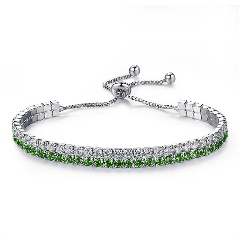 Wholesale fashion Popular Double layers bracelet with micro inlaid Green stone