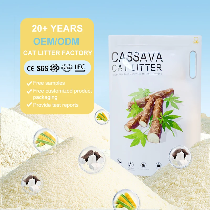OEM/ODM Factory Wholesales Cassava Cat Litter Firm Clumping Cassava Cat Litter Sand Low Dust Lower Price Cassava Sand
