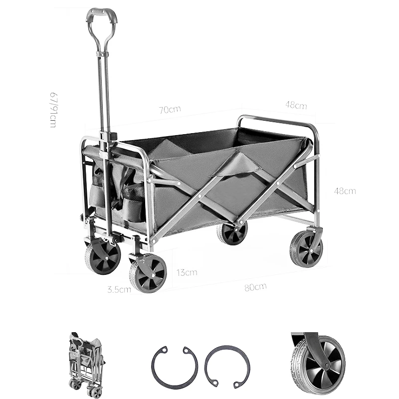 Entai Wholesale outdoor easy walk camping beach wagon cart foldable beach trolley wagon with 4 wheels