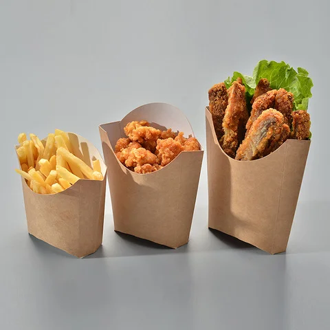 Kraft Paper French Fries Box Cone Oil Proof Chips Bag Disposable Chips Cup Party Take-out Food Package