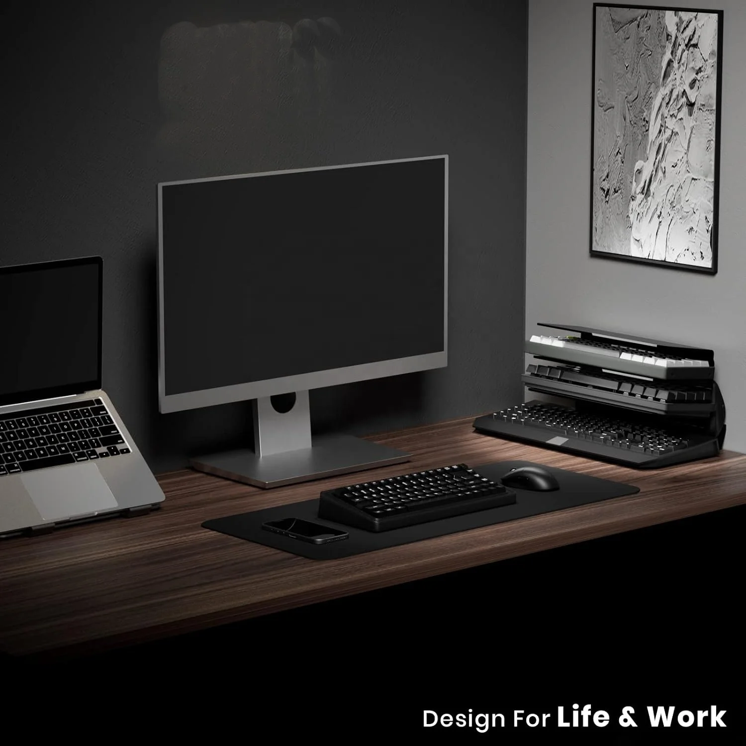 New Arrival Large Capacity 3-Tier Black Acrylic Gaming Keyboard Mouse Storage Holder Racks