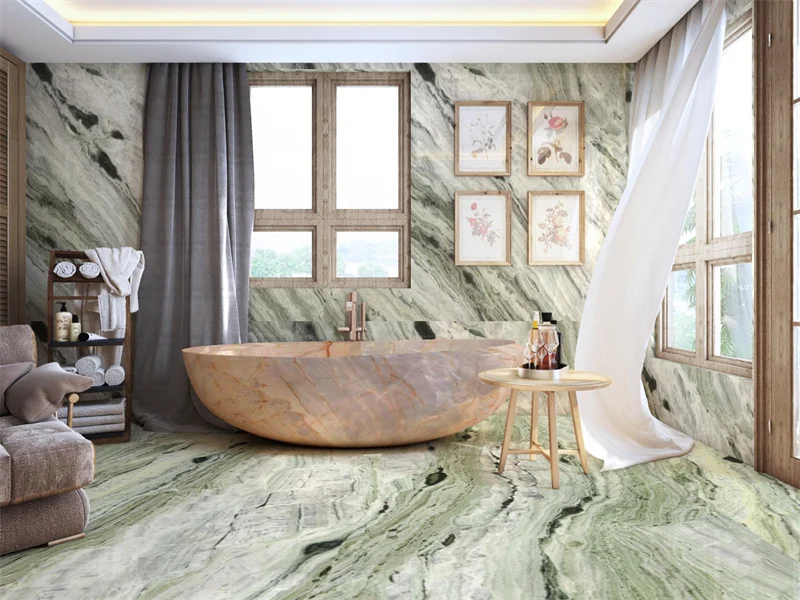 Factory attractive price cloudy green jade marble slabs for countertops background wall