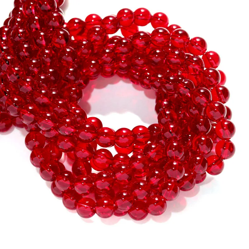 Hobbyworker Natural Wine Red Round Garnet Loose Beads for Jewelry Making