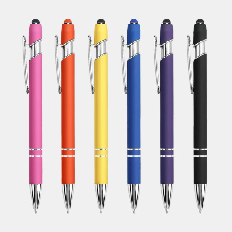 Hot Selling Promotional New Multifunction Ball Stylus Soft Touch Screen Pen 2 In 1 With Custom Logo Metal Ballpoint Pens