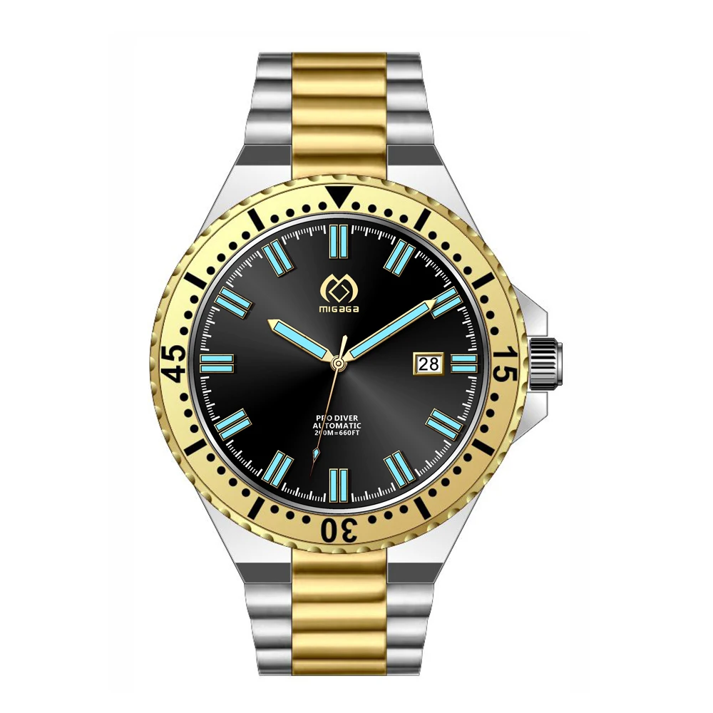 high quality watch automatic men luxury watches luminous hands clock 200M W.R. PRO Diving watch