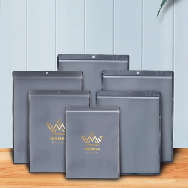 Custom Logo Printing Heavy Duty  Black Underwear Zipper Lock Frosted T-shirt Sweatshirt Garment Clothing Plastic Packing Bags