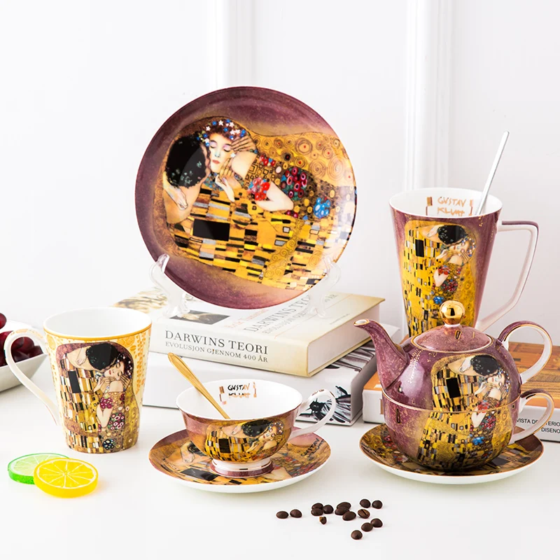 Klimt Kiss Painting Series Coffee & Tea Sets Ceramic Teapot