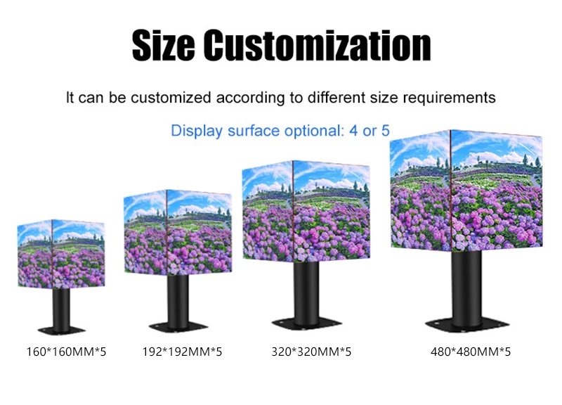 Hd 3d Animation Led Cube 4 Sides Magic Square Creative Cube Led Display Full Color Indoor/outdoor Video Wall Photo HS 2 Years