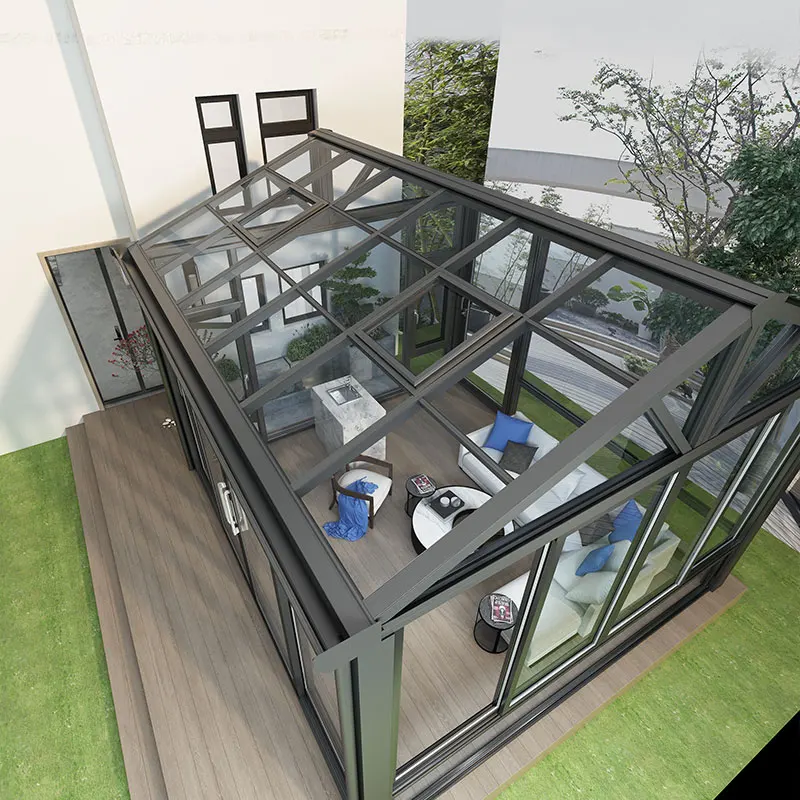 Lowe Tempered Glass Aluminum Frame Sunroom Prefabricated Custom Winter Garden