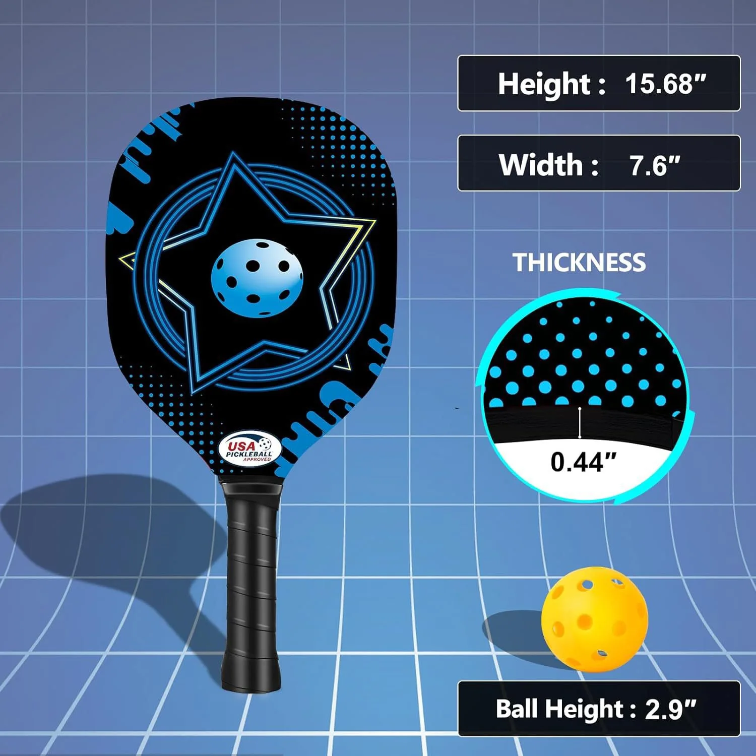 longer pickleball rackets set,graphite thermoformed t700 pickleball paddle set of 2,carbon fiber pickleball paddles set of 2