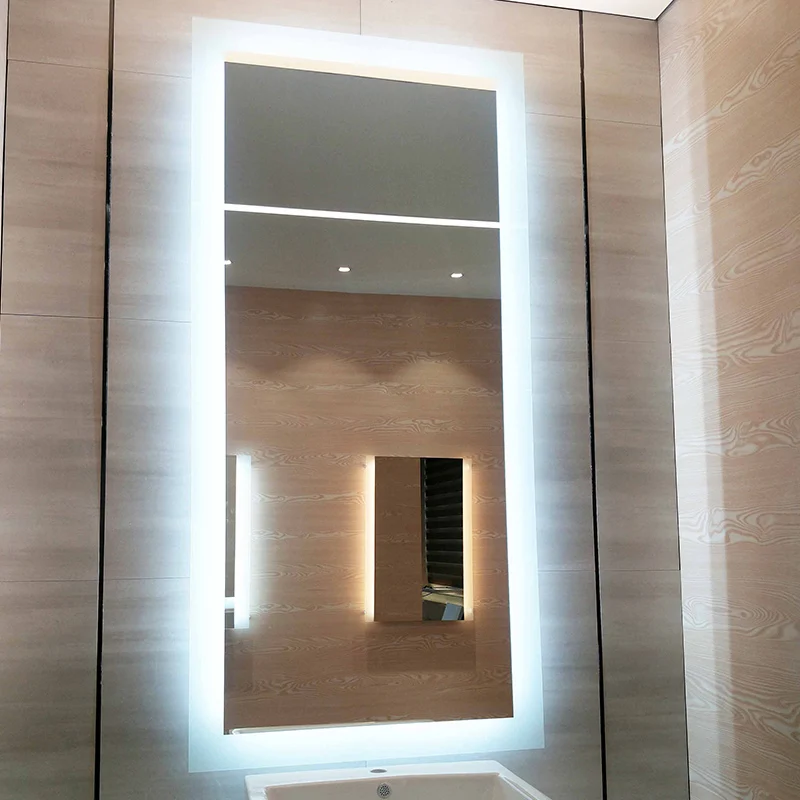 Frameless Makeup Large Led Rectangle Mirror Bathroom Touch Screen Smart Lighting Vanity Wall Mirrors