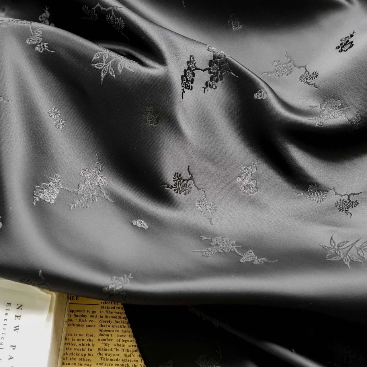 Simple style satin plum blossom cheongsam Hanfu yarn-dyed soft hanging fabric antique fashion