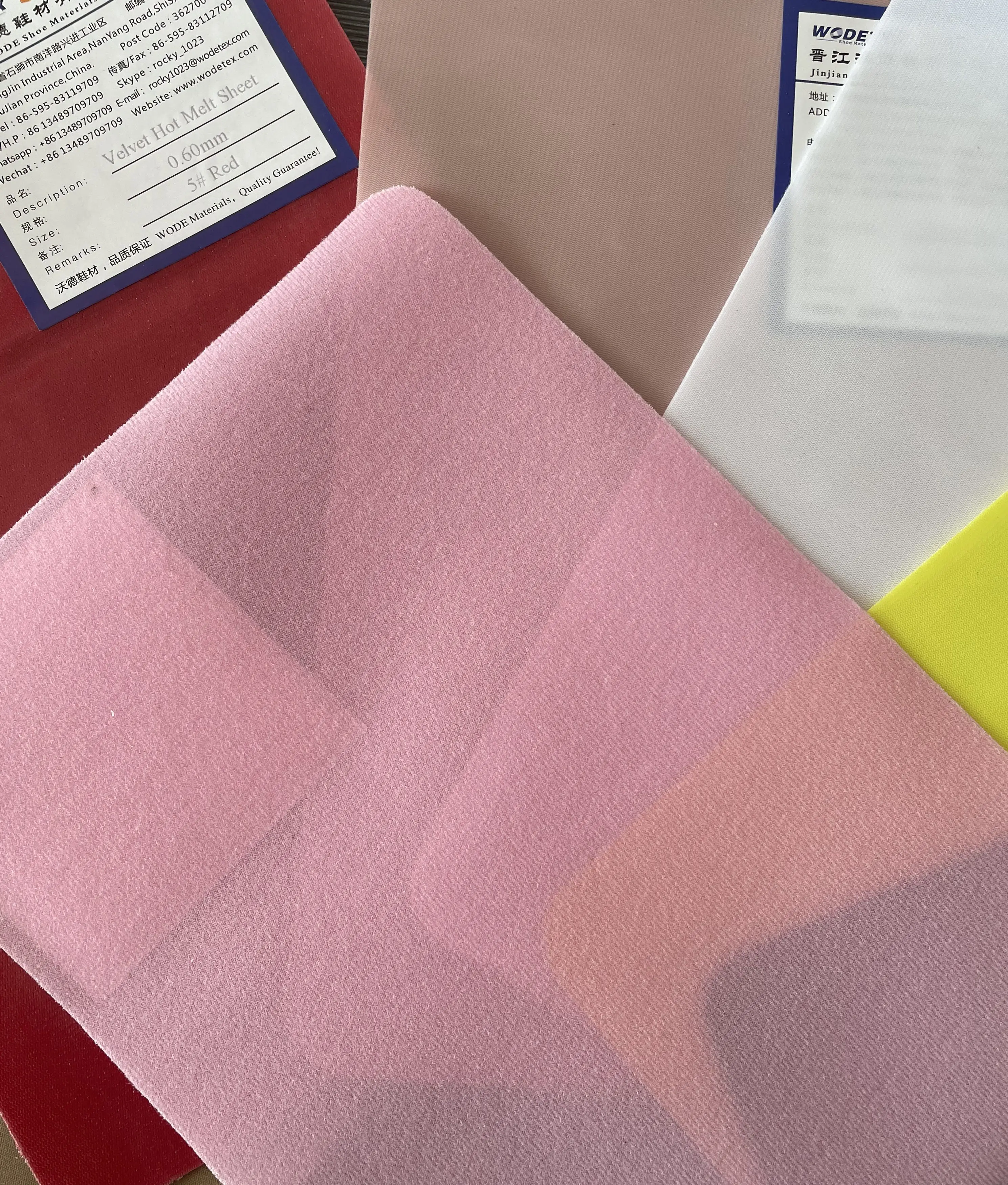Velvet Fabric Label Adhesive Velvet Hot Melt Sheet Self Adhesive Velvet Hot Melt Film for Shoes Materials