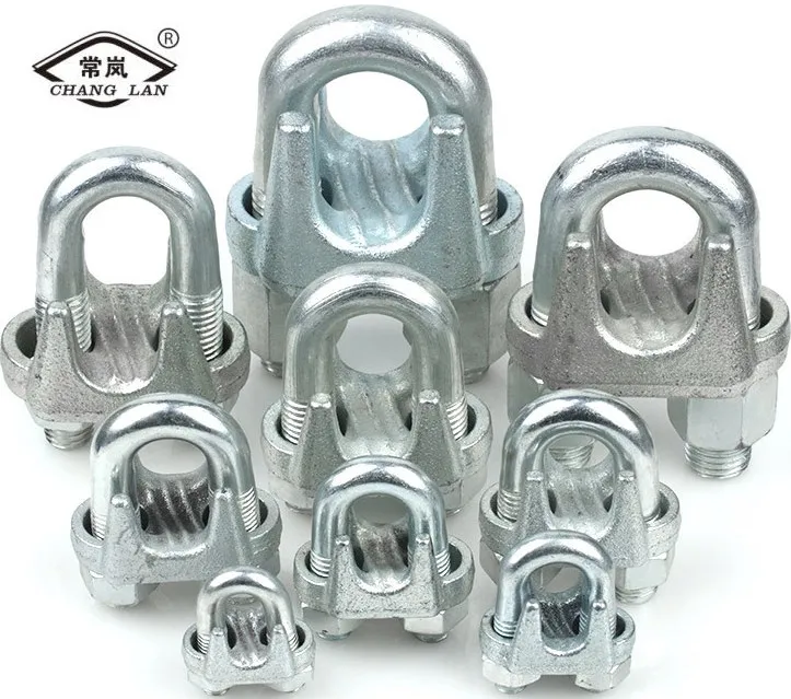 DIN741 Galvanized Wire Rope Clips U Clamp Fastening Heavy Clamp Head Wire Rope Clamps For Cable End Connections
