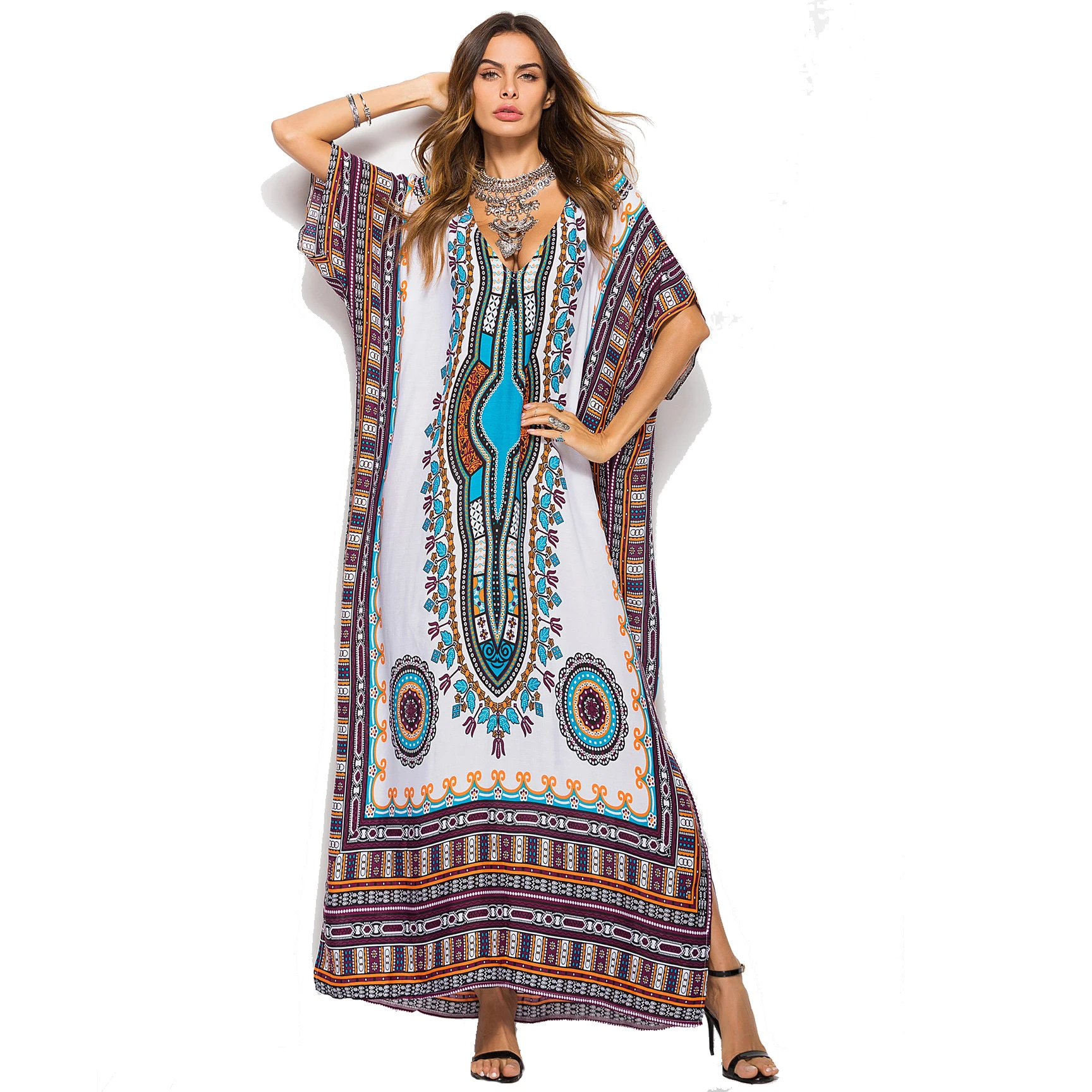 Лидер продаж, летнее женское длинное пляжное платье с принтом, повседневное модное платье макси