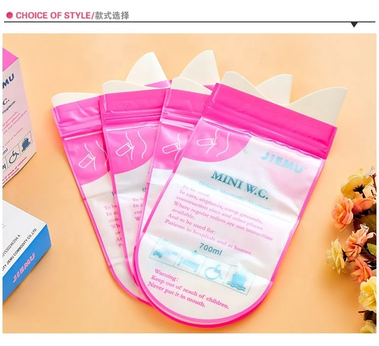 Custom 600ml 800ml Disposable Portable Outdoor  Vomit Bags  Car Travel Emergency Unisex Urine Pee Bag With Gel