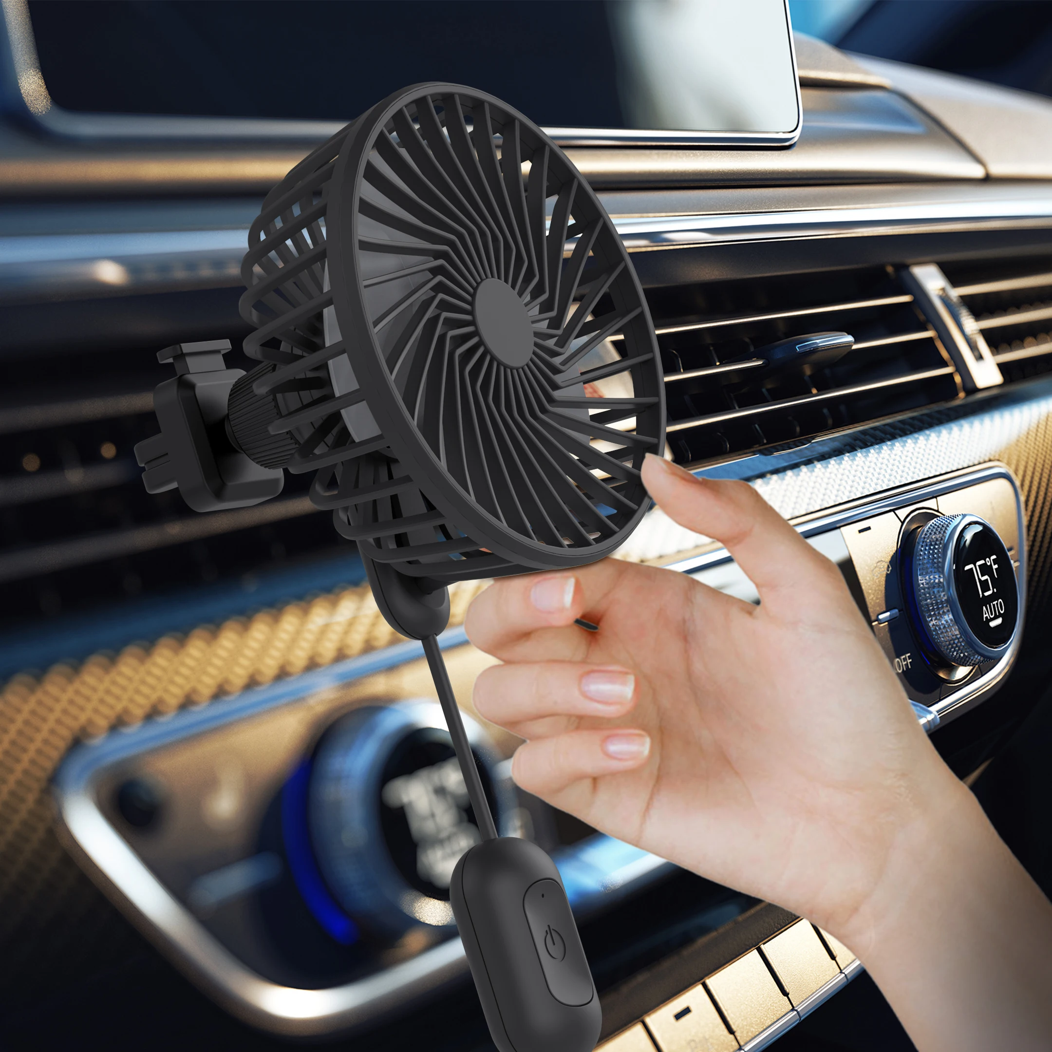 
2021 USB Car Mini Air Conditioner Vent Clip Fan DC 5V New Car Cooling Fan With Adjustable 3-Speed 