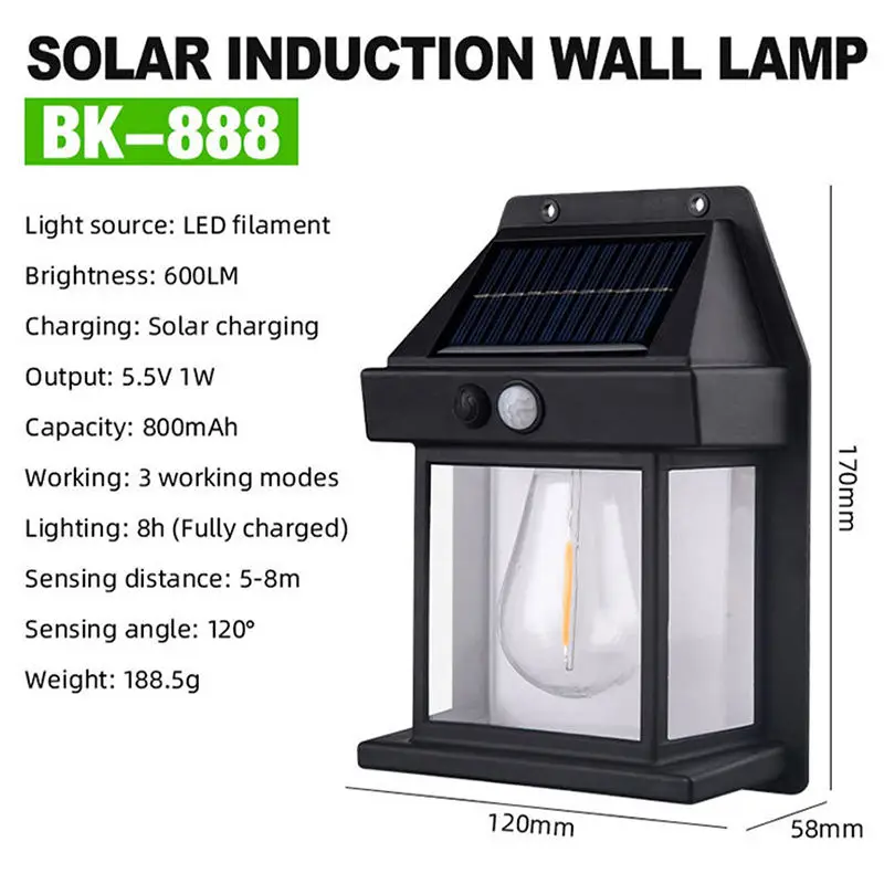 Solar Induction Tungsten Wall Light Lamp