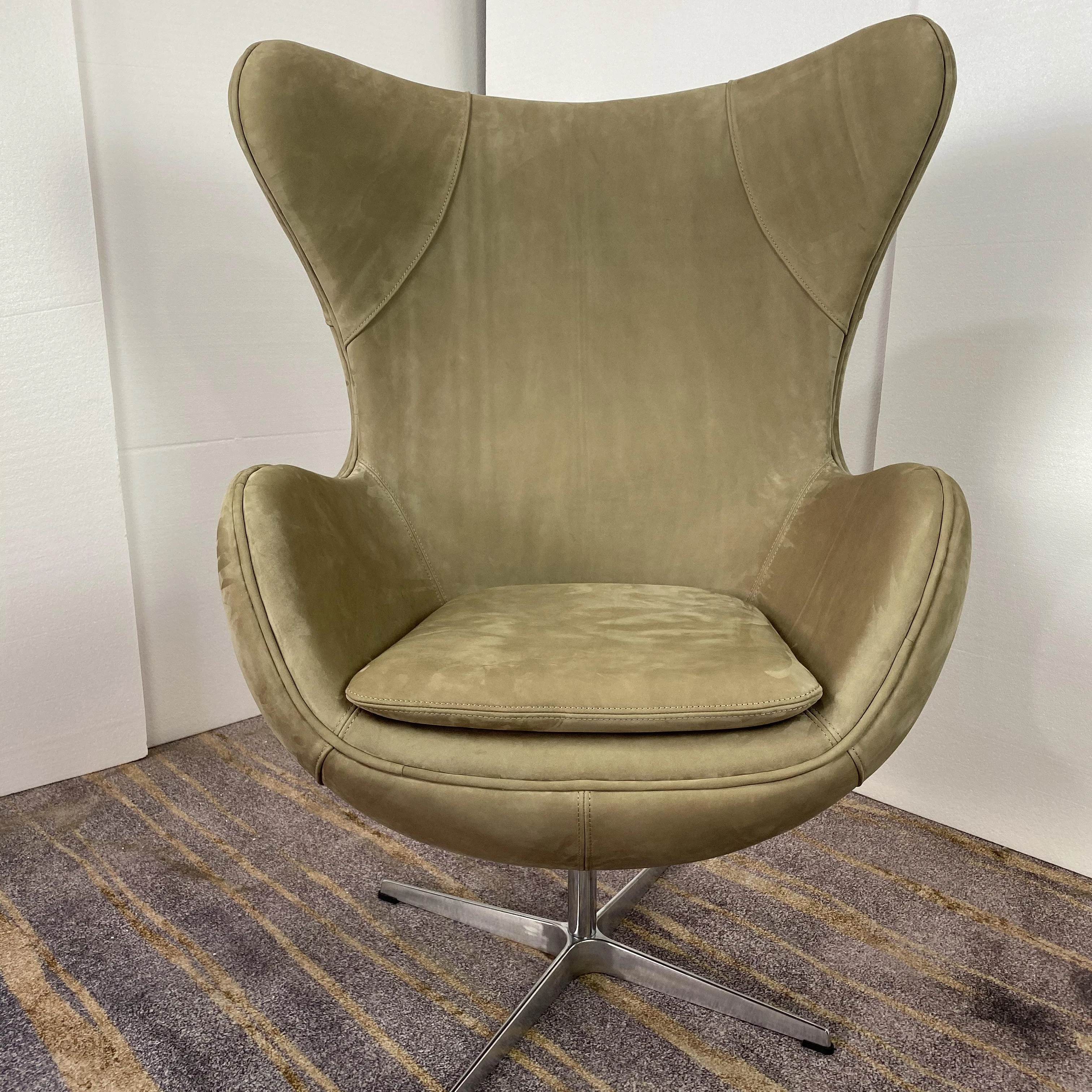 nubuck full leather swivel  egg chair