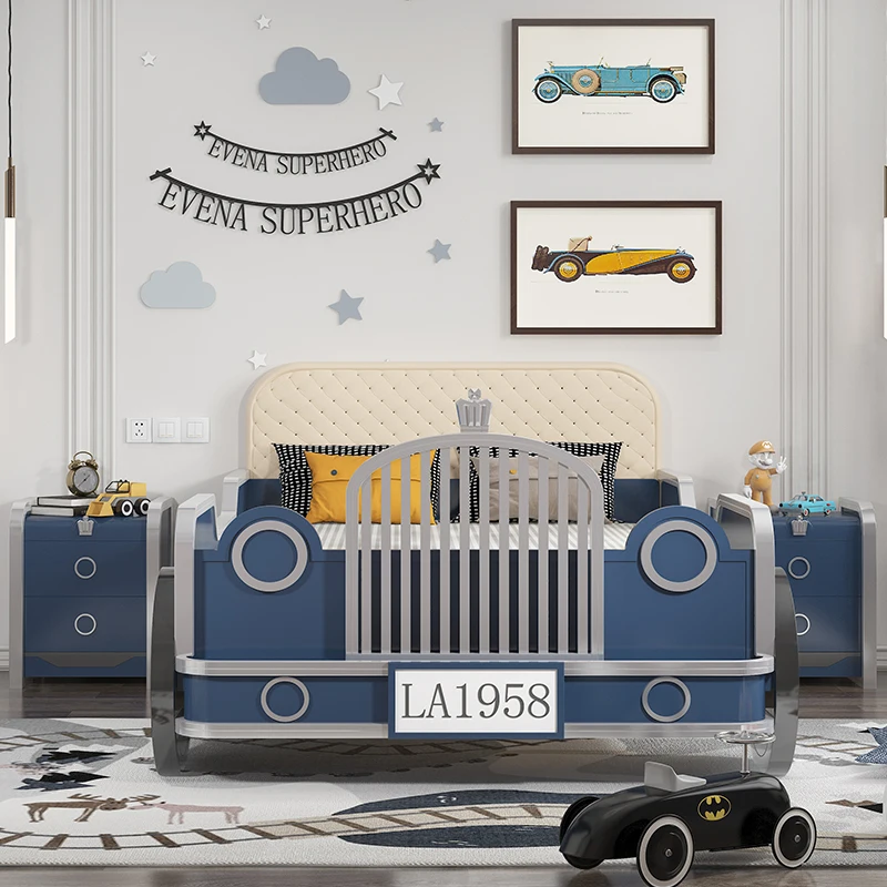 Wholesale solid wood boys children bedroom wood furniture teenagers creative sports car bed on sale